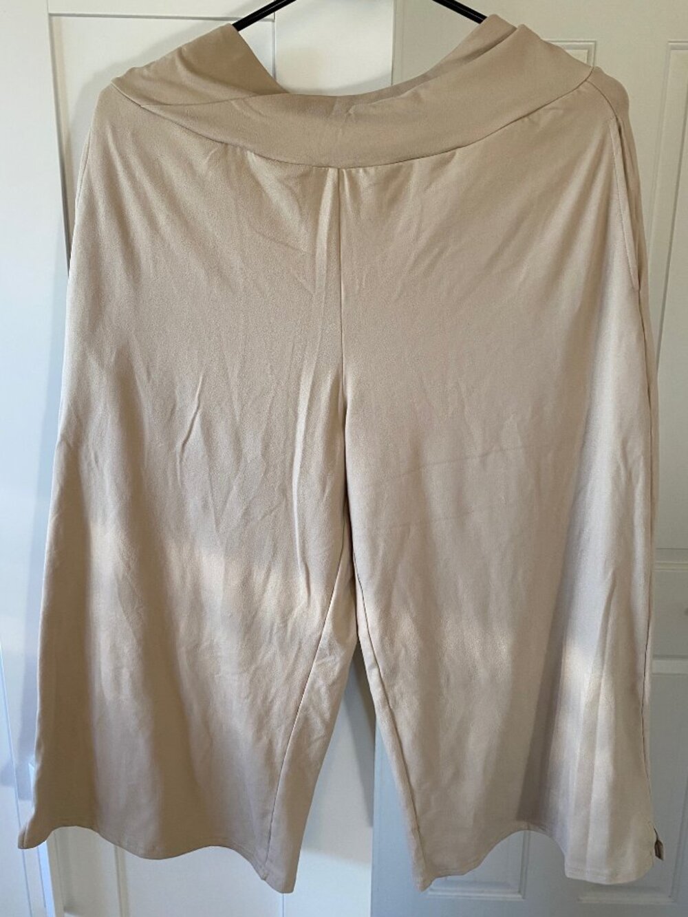 Tarse Women's Casual Wide Leg Yoga Capris Crossover High Waist Pants Lightkhaki
